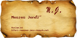 Meszes Jenő névjegykártya